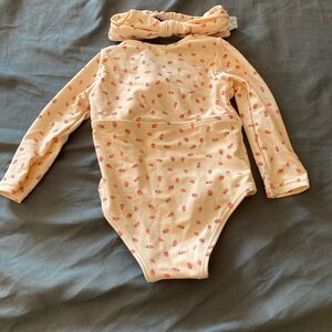 Jessica Simpson Strawberry Print Bathing Suit with Matching Headband